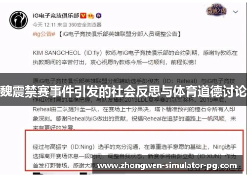 魏震禁赛事件引发的社会反思与体育道德讨论