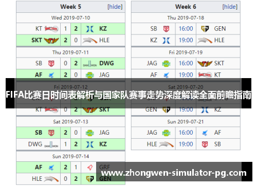 FIFA比赛日时间表解析与国家队赛事走势深度解读全面前瞻指南